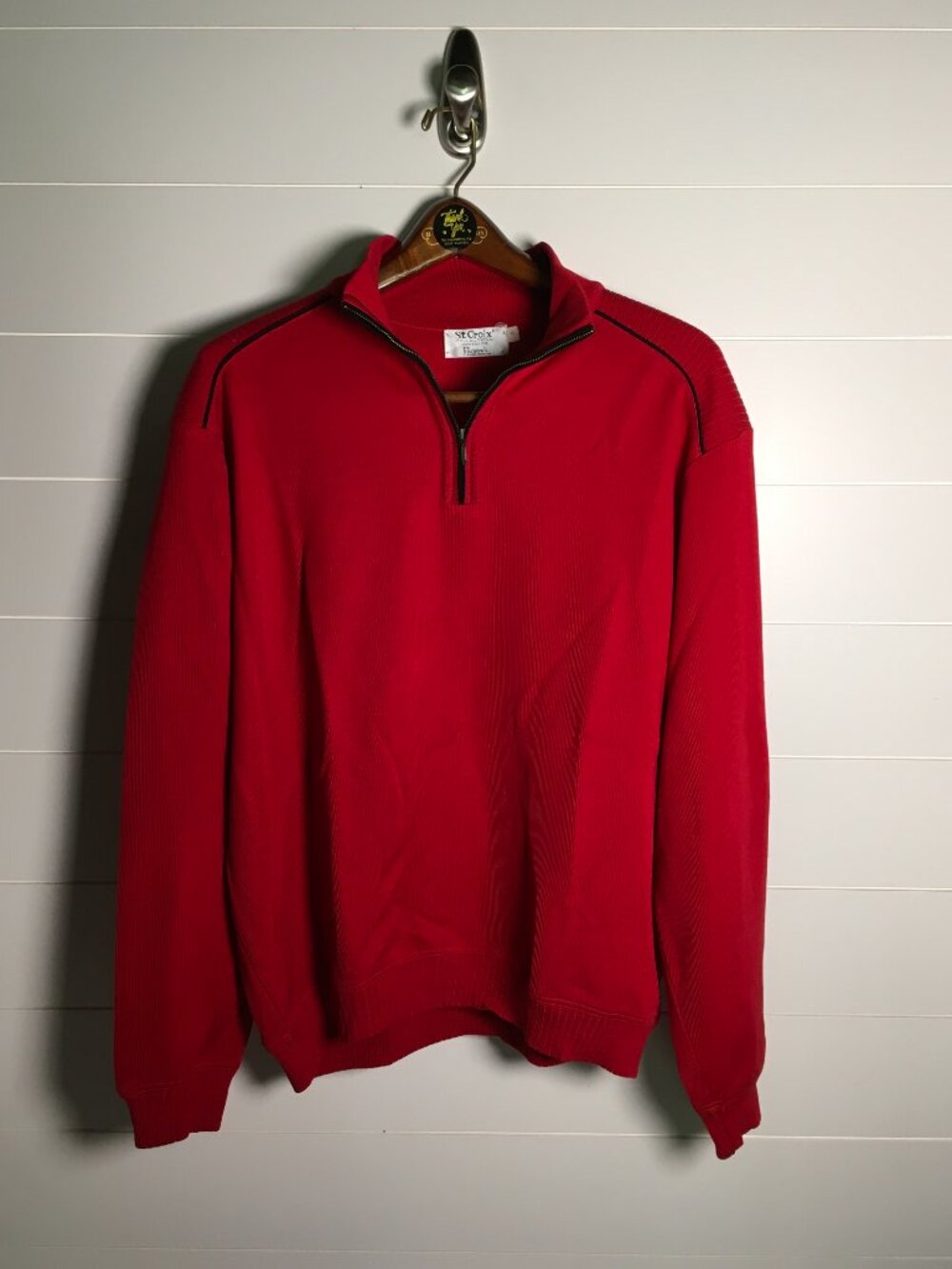St. Croix Collections Long Sleeve Quarter Zip Red with Black Accents Sz XL